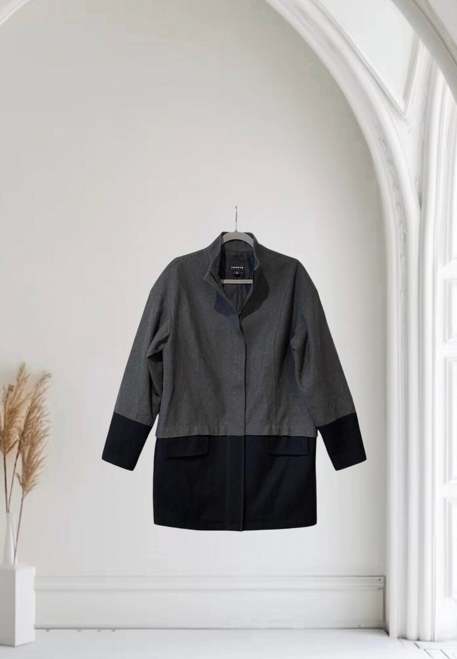 Trouvé Gray Black Zipper Jacket Coat Wool Size Medium